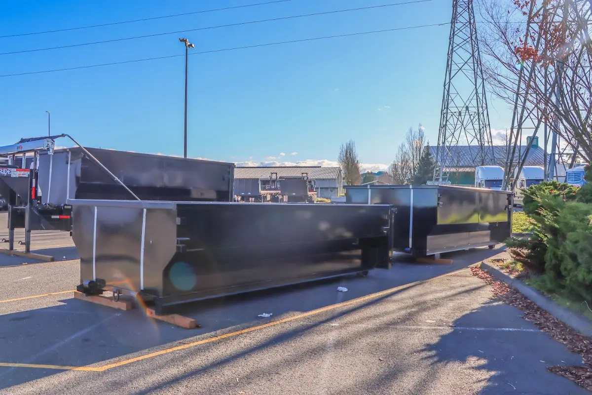 Roll-off dumpster ready for waste disposal at job site for Construction Dumpster Rental in South Euclid